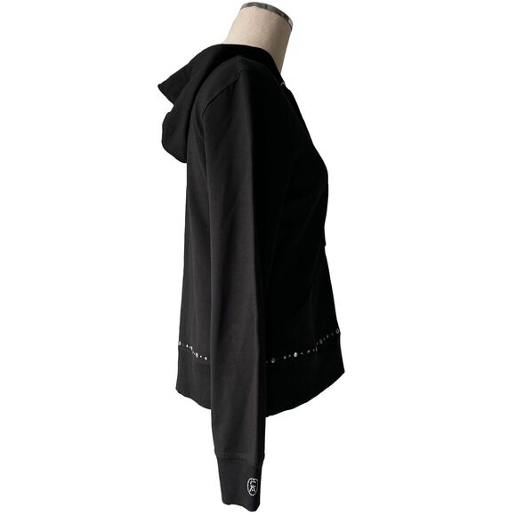Christine Alexander Black Embellished Cross Zip Front Hoodie - Women's S - Picture 3 of 11